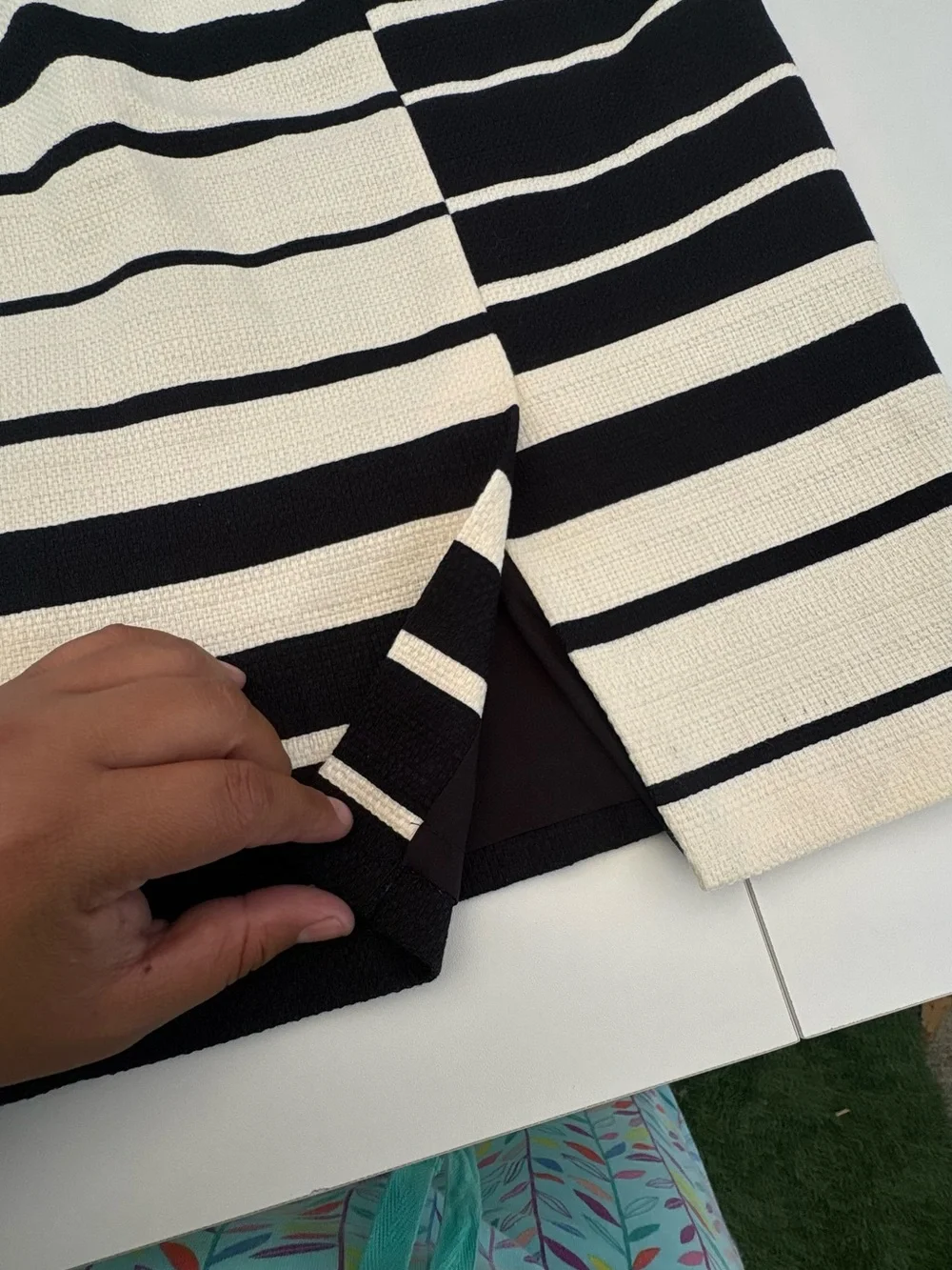 Ann Taylor Black and White Striped Pencil Skirt